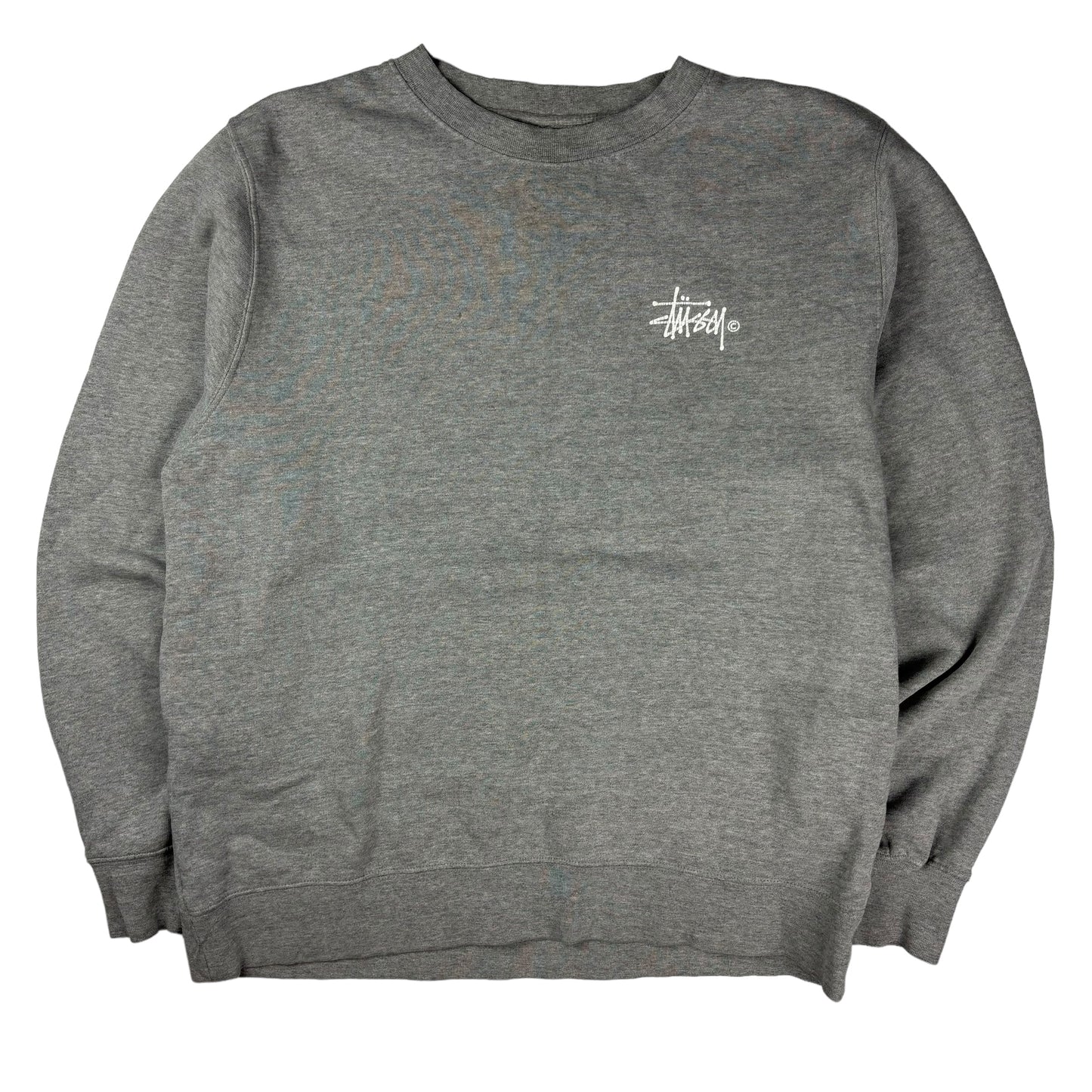 Stussy grey spellout pullover sweatshirt