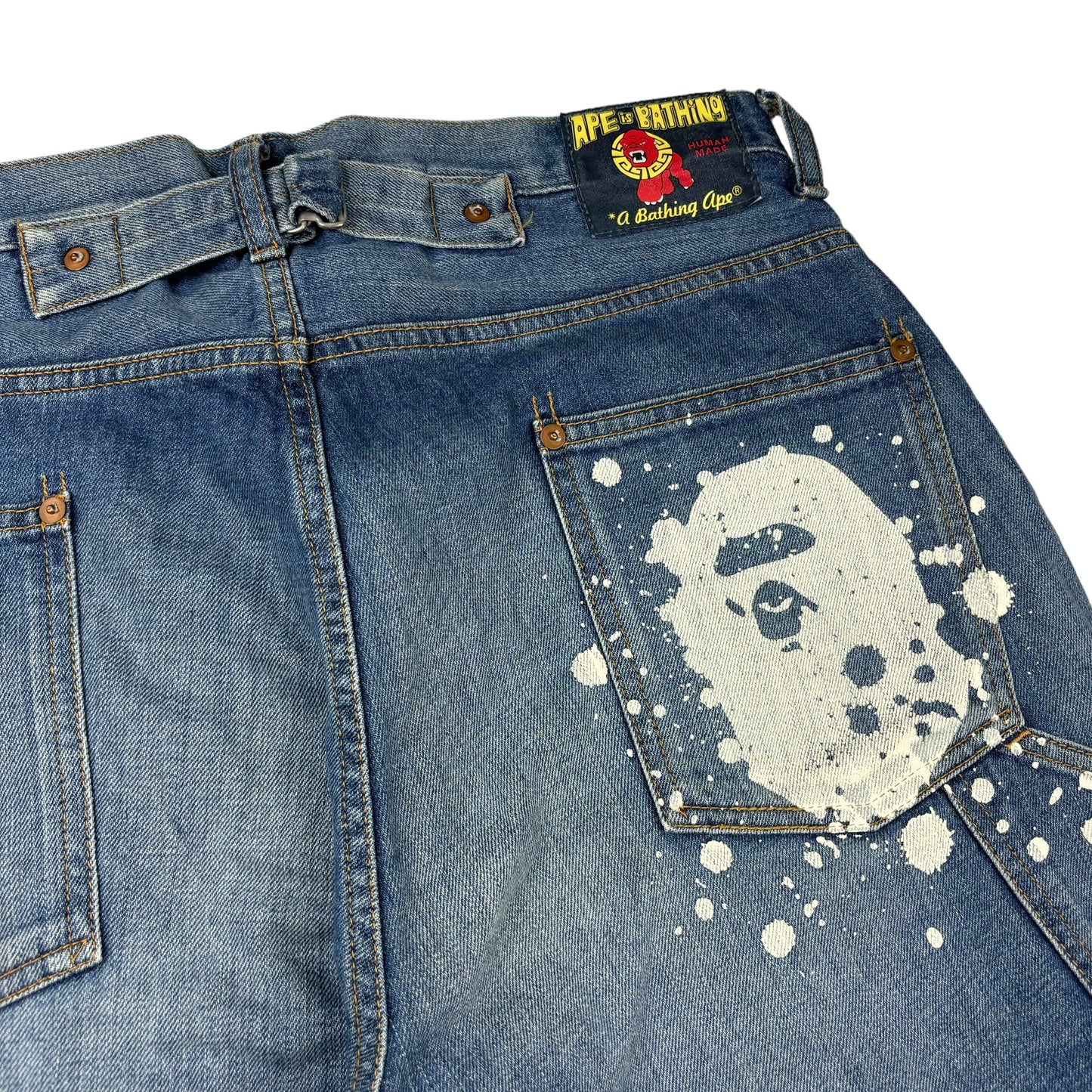 Bape ape head denim shorts