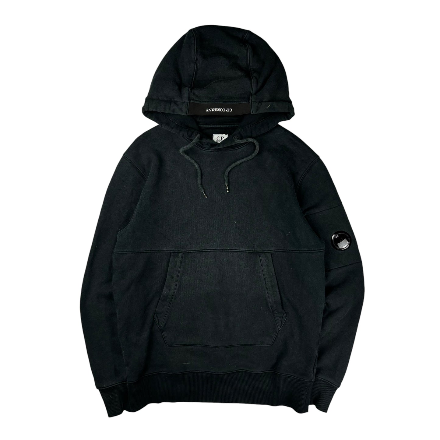 CP company black thick pullover hoodie