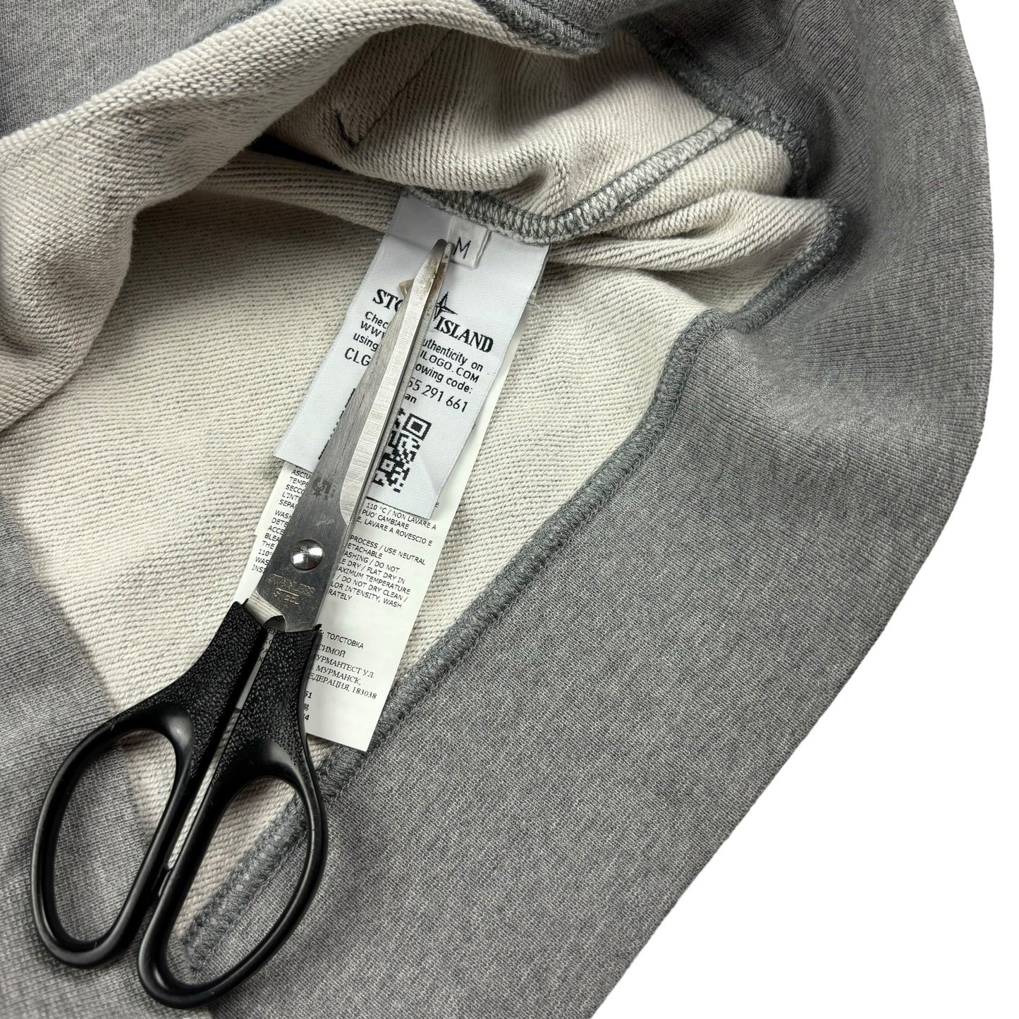 Stone island grey pullover hoodie