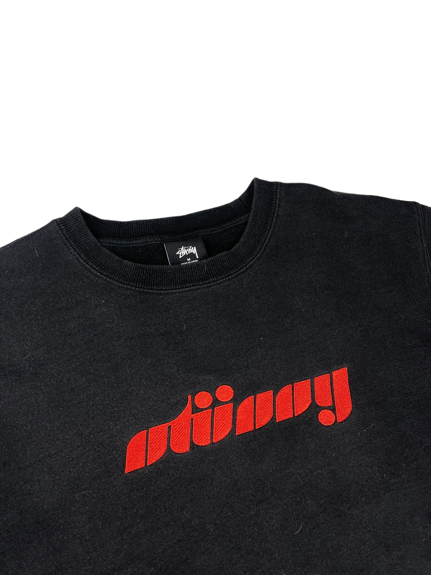 Stussy embroidered spellout thick pullover sweatshirt