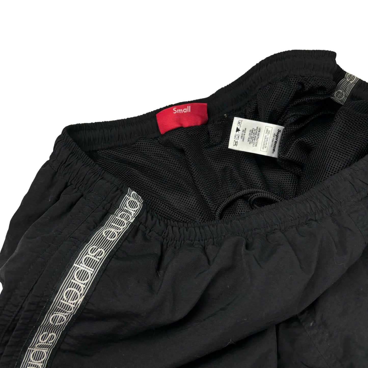 Supreme tonal taping black swim shorts