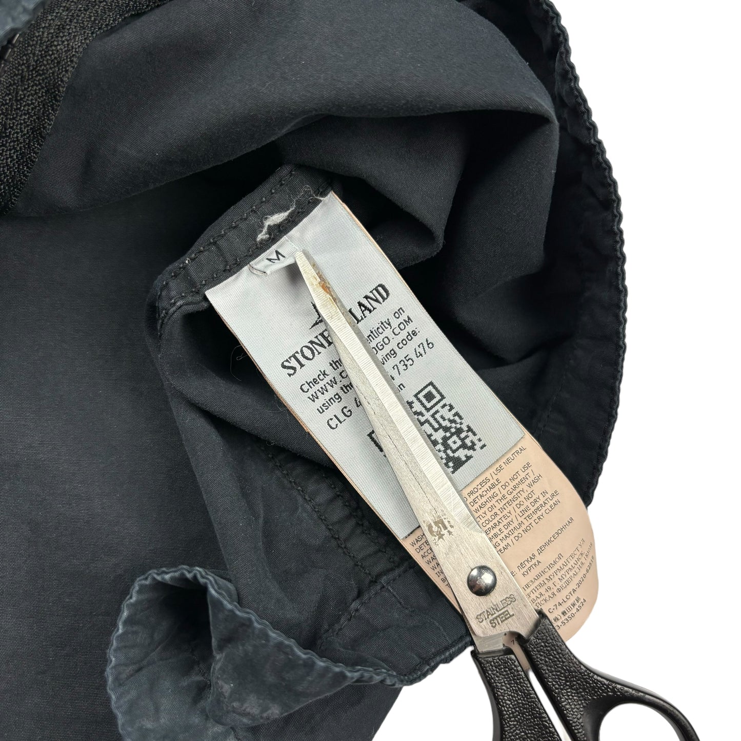 Stone island single pocket black canvas overshirt jacket