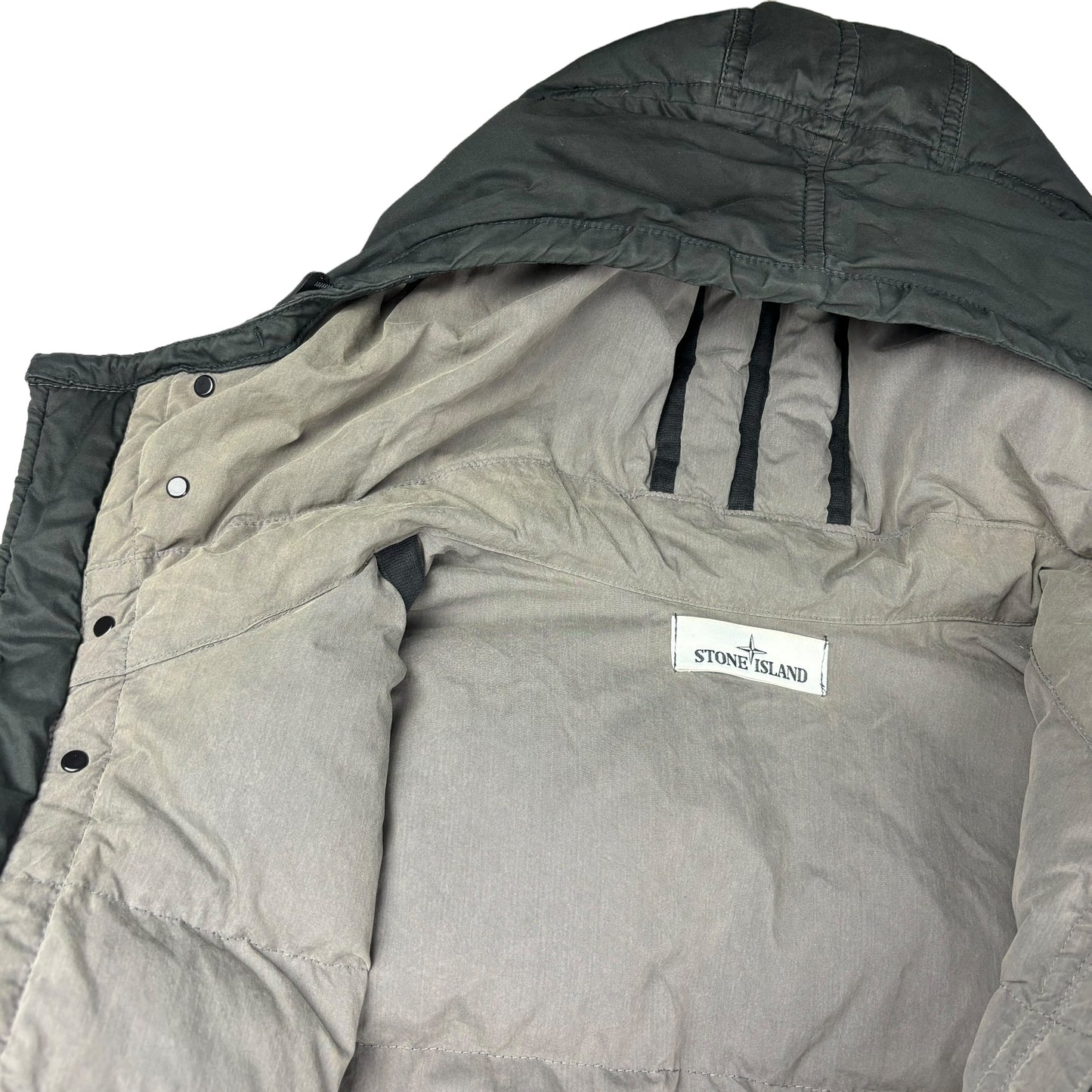 Stone island light resin treated cotton garment dyed down jacket