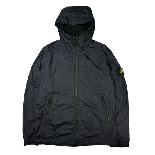 Stone island navy garment dyed crinkle reps windbreaker jacket