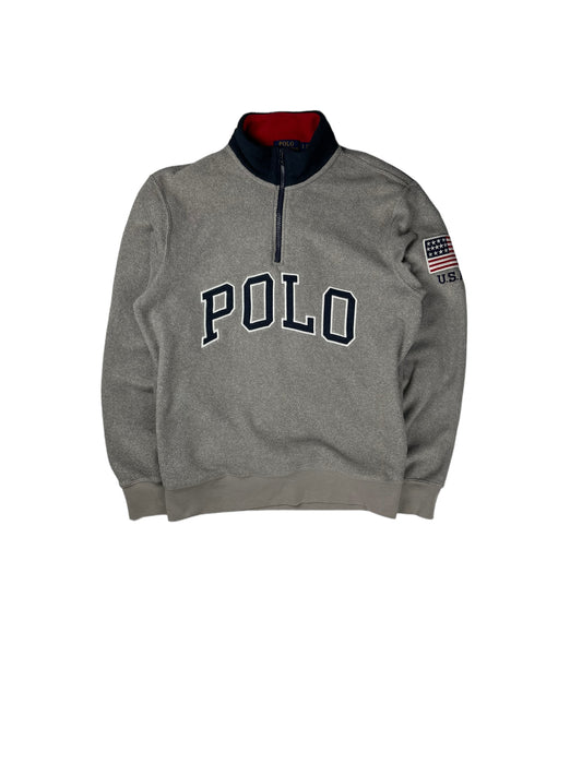 Ralph Lauren spellout fleece quarter zip sweatshirt