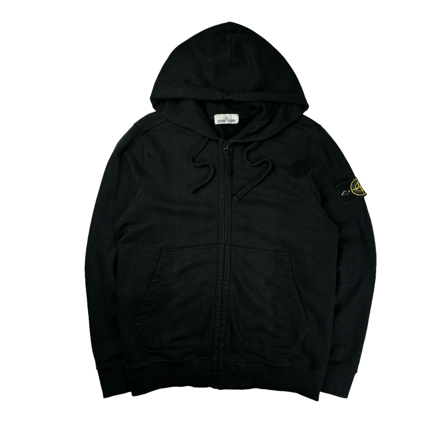 Stone island black thick zip up hoodie