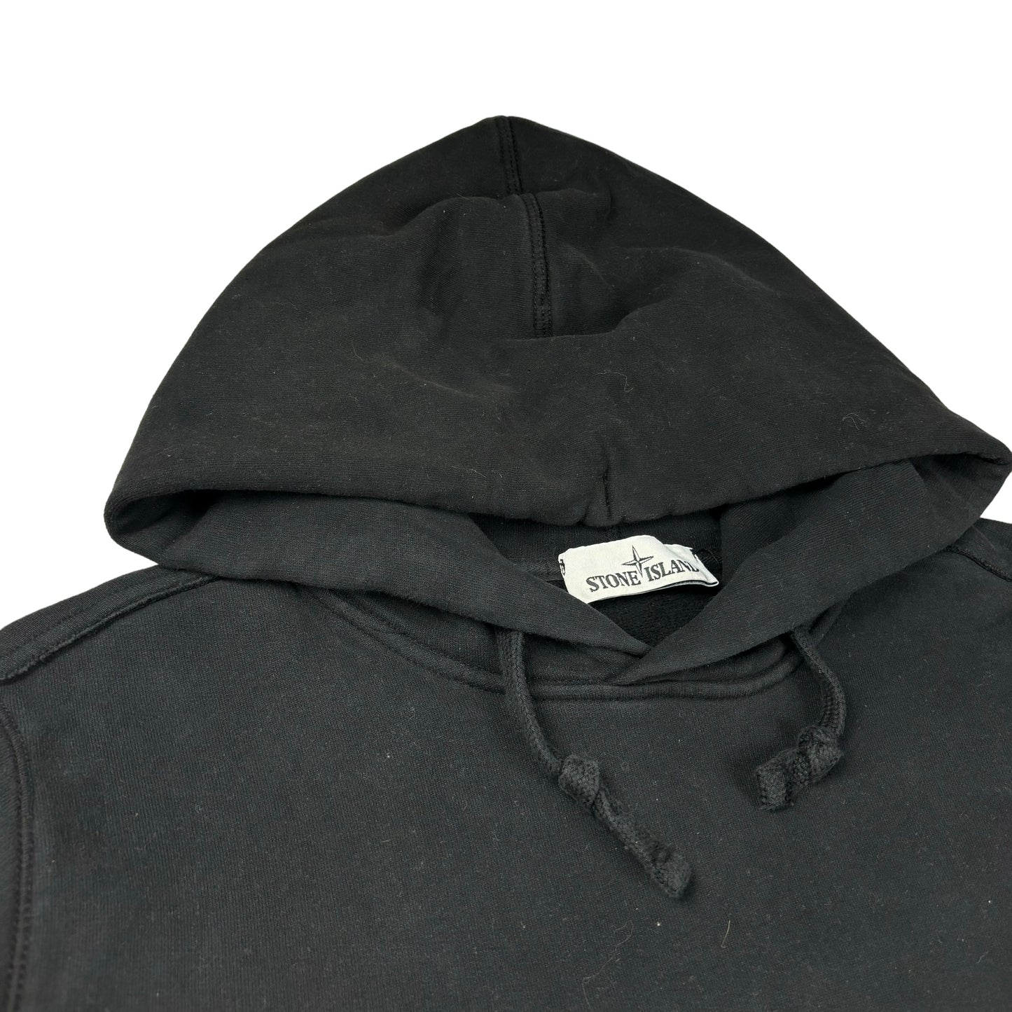 Stone island black thick pullover hoodie