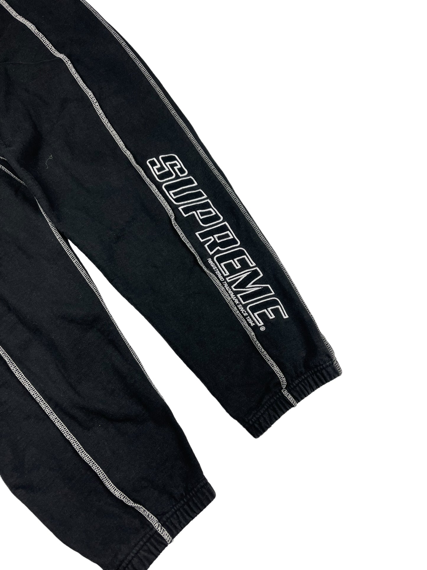 Supreme black coverstitch joggers