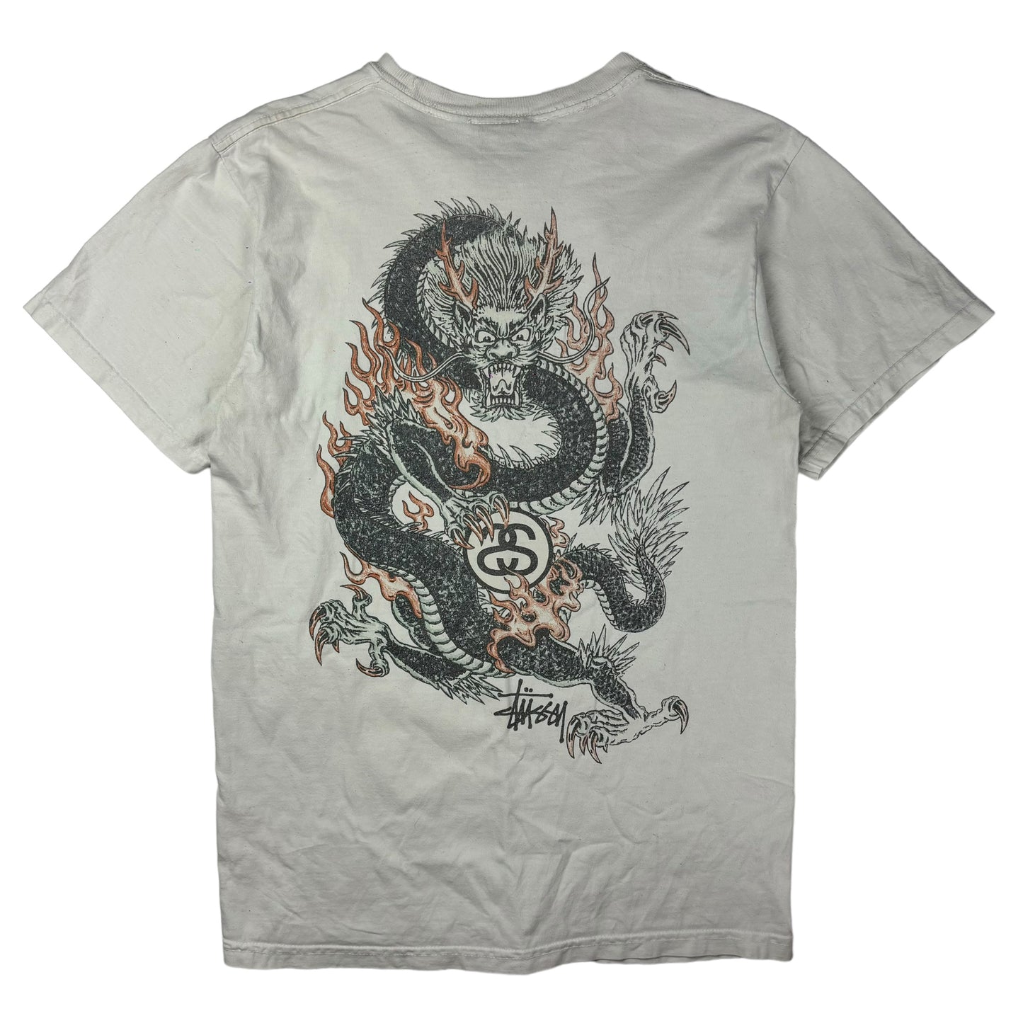 Stussy dragon print white T shirt