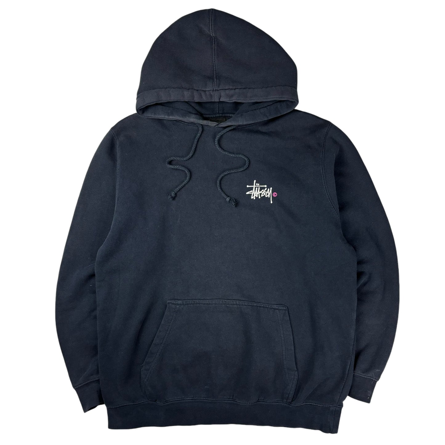 Stussy navy spellout pullover hoodie