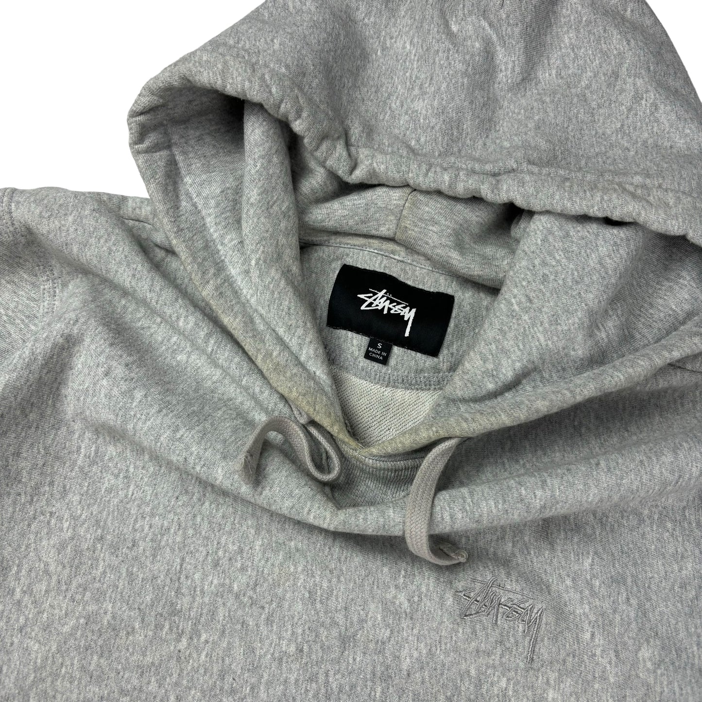 Stussy grey embroidered logo pullover hoodie