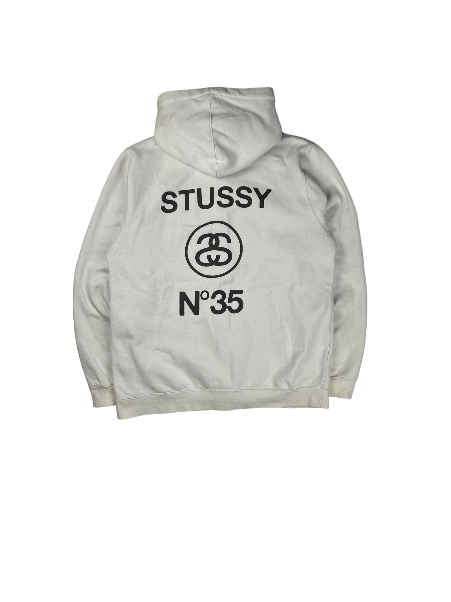 Stussy white spellout zip up hoodie