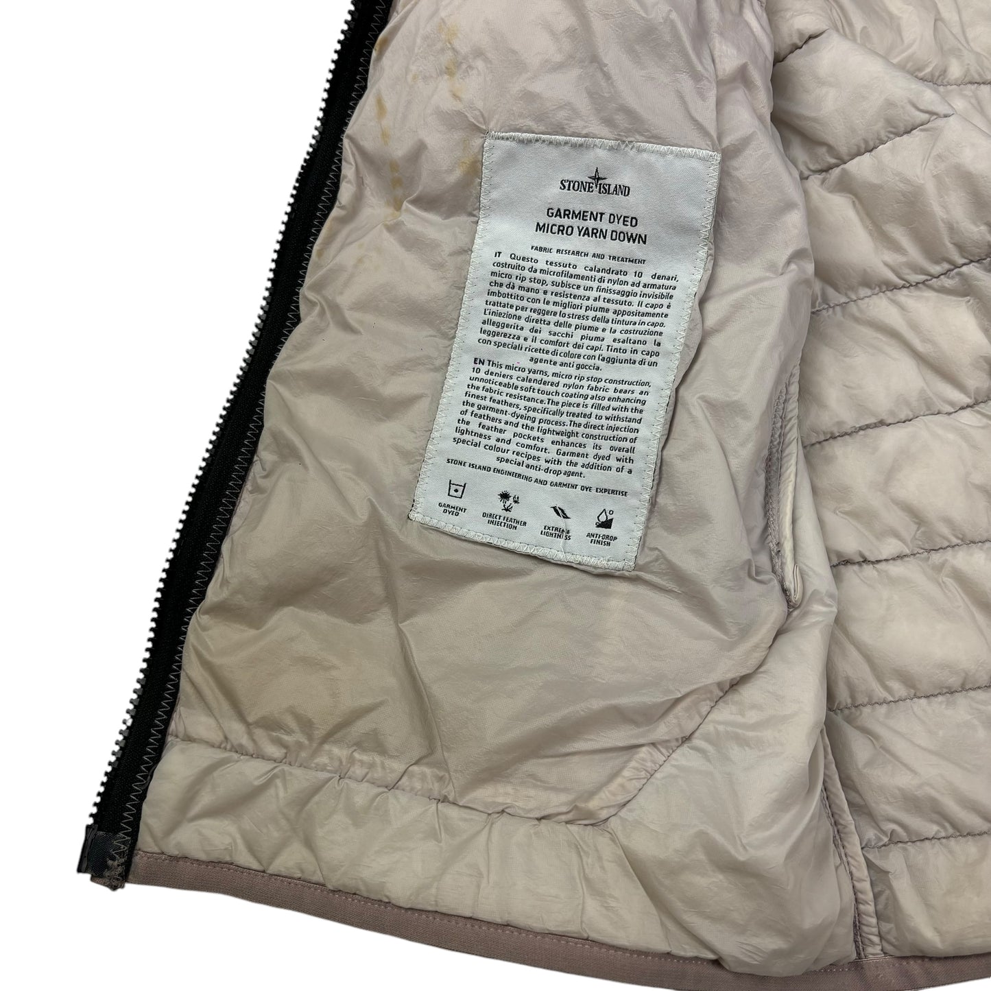 Stone island garment dyed micro yarn down puffer jacket