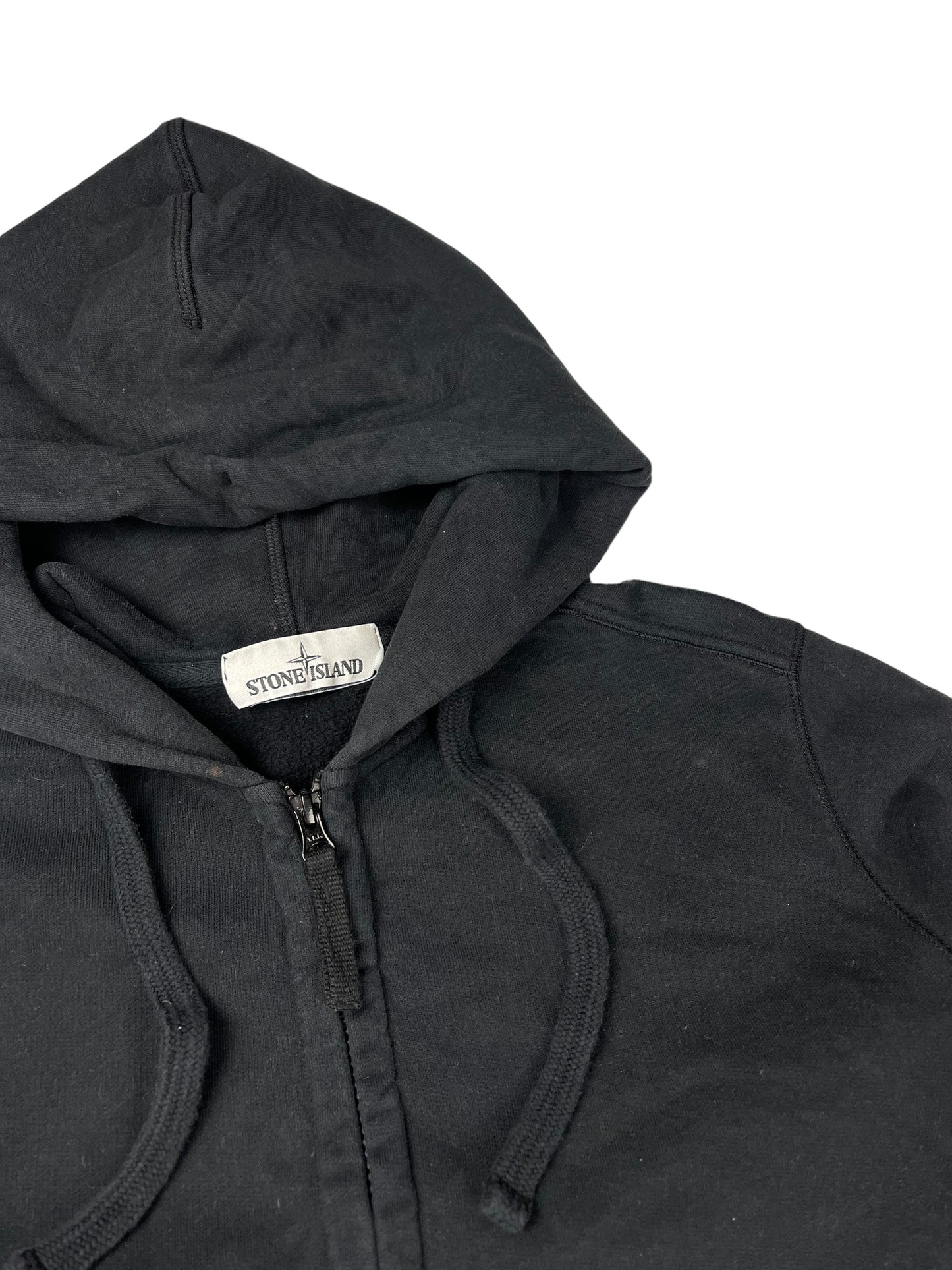 Stone island black pullover hoodie