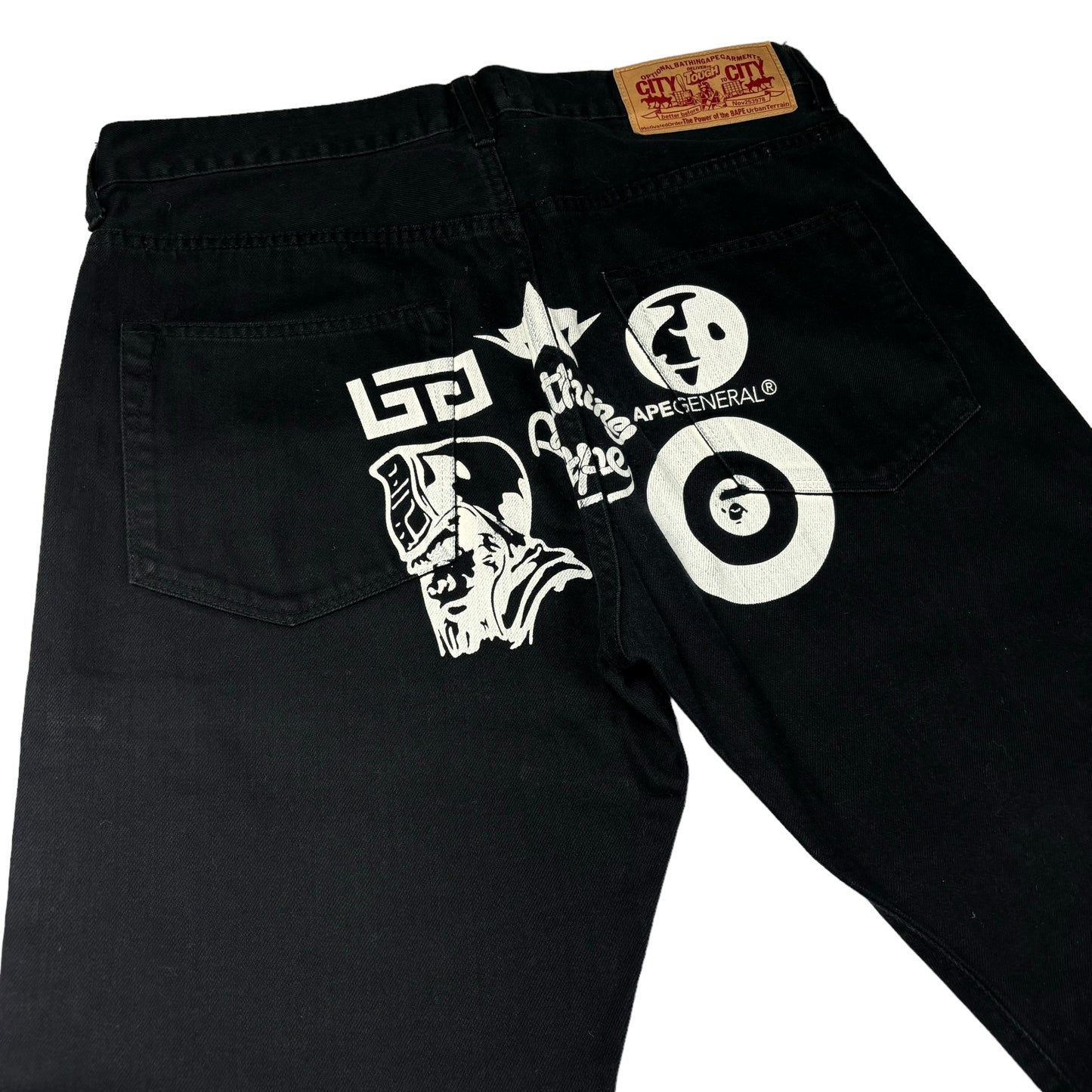 Bape multi logo black denim jeans