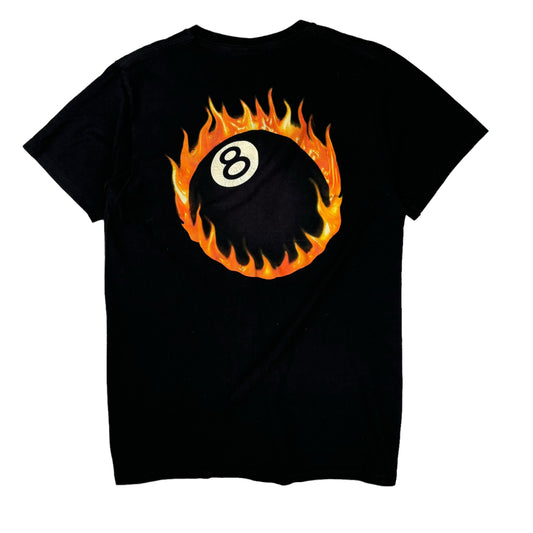 Stussy flaming 8 ball T shirt