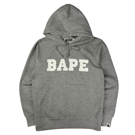 Bape spellout grey pullover hoodie