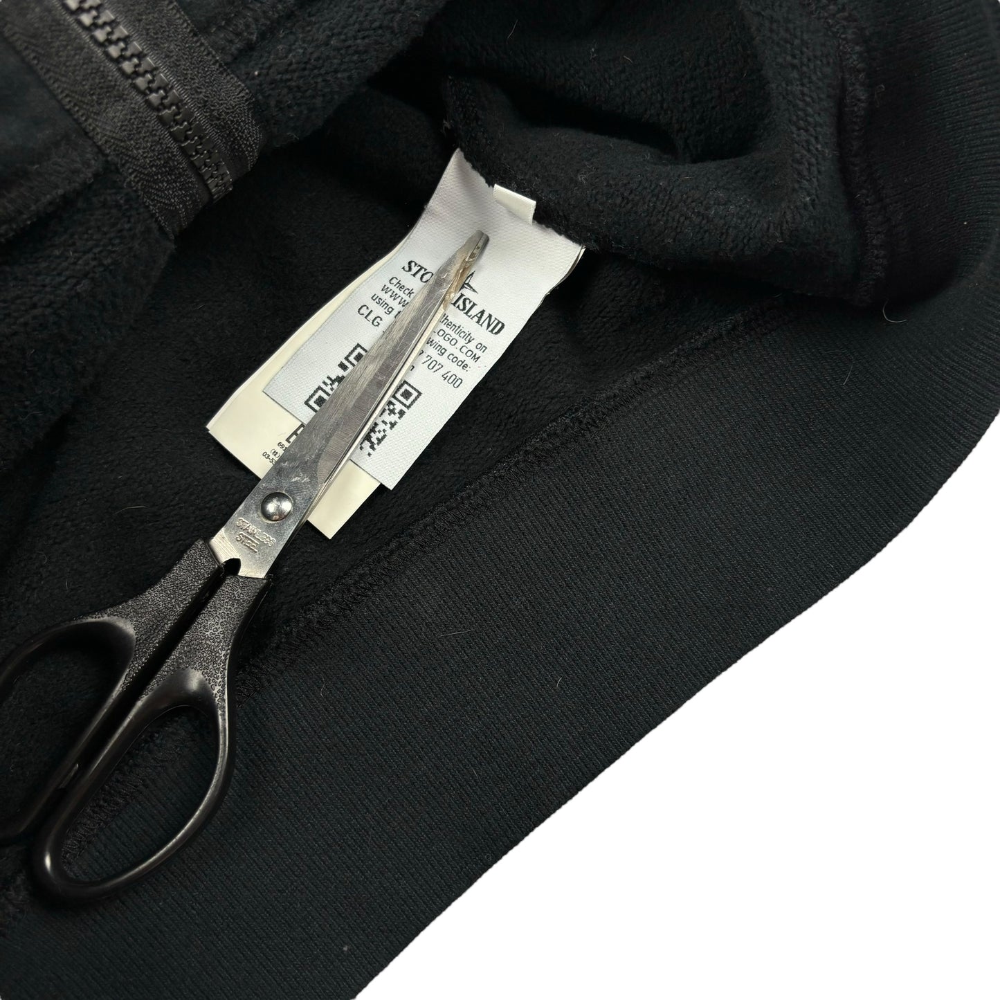 Stone island black thick zip up hoodie