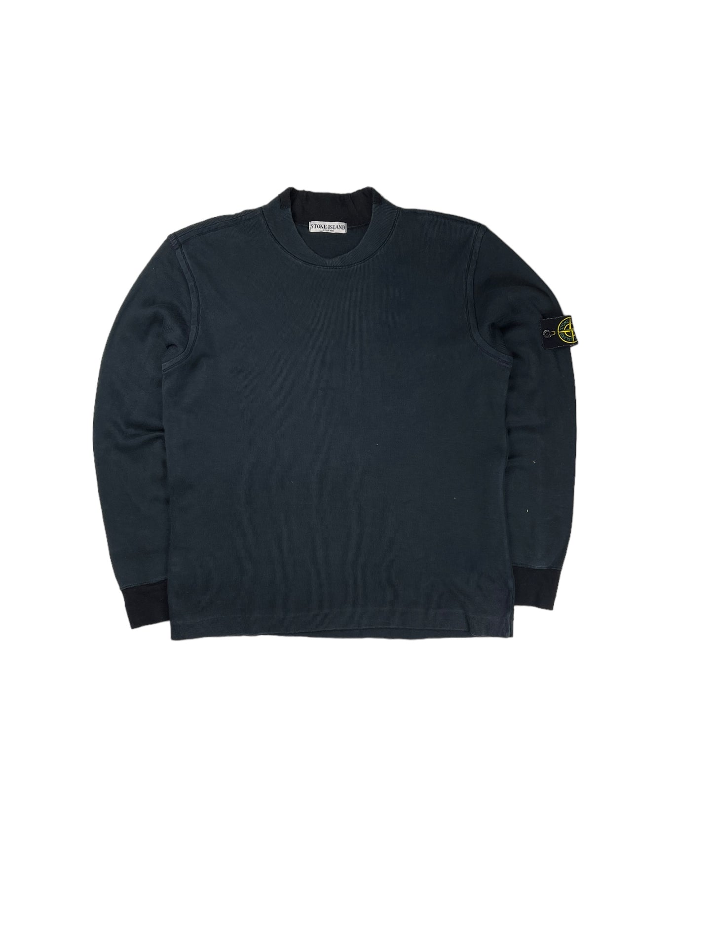 Stone island navy waffle knit pullover sweatshirt