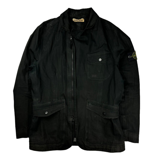 Stone island water repellent supima cotton black jacket