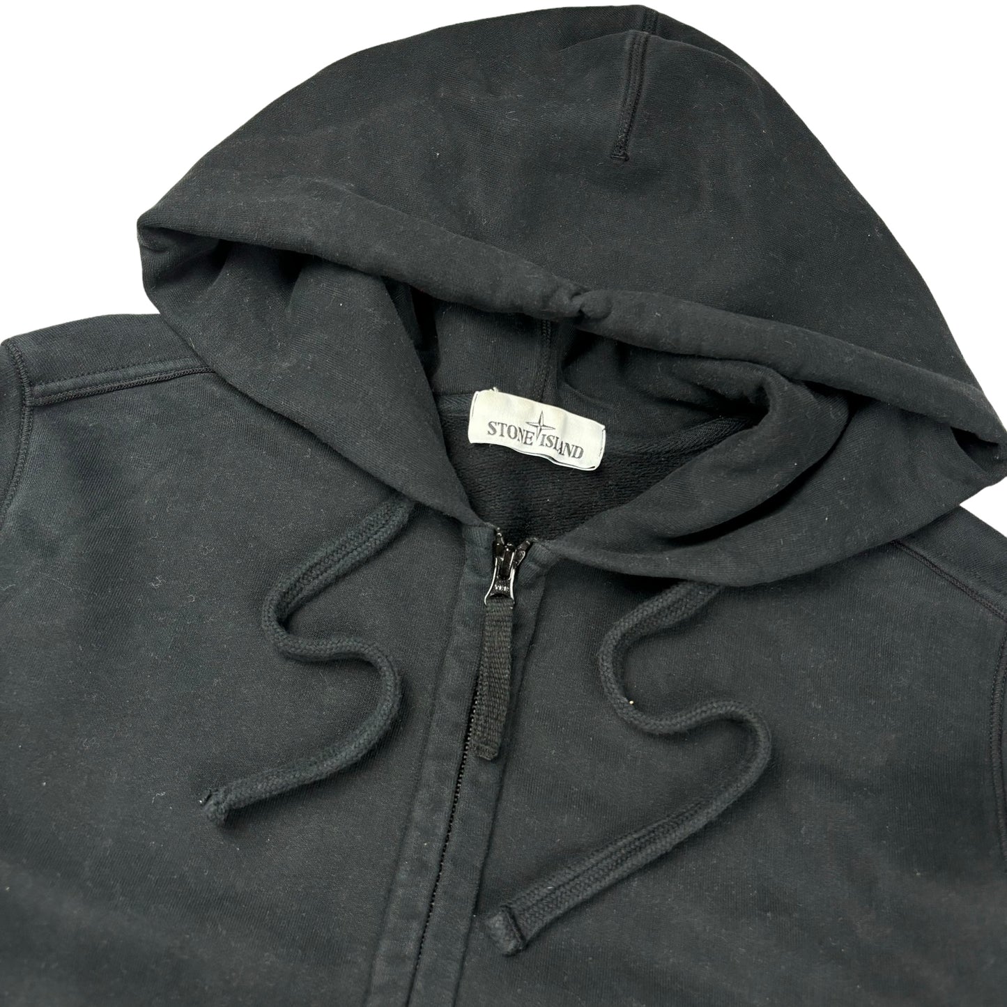 Stone island black thick zip up hoodie