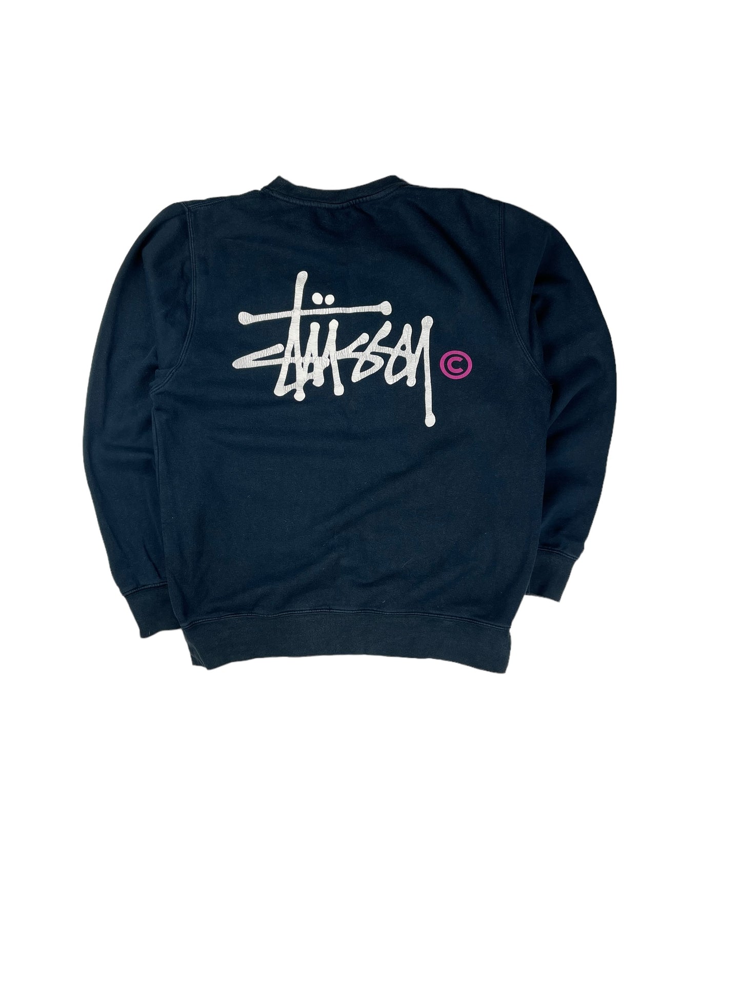 Stussy navy spellout pullover sweatshirt