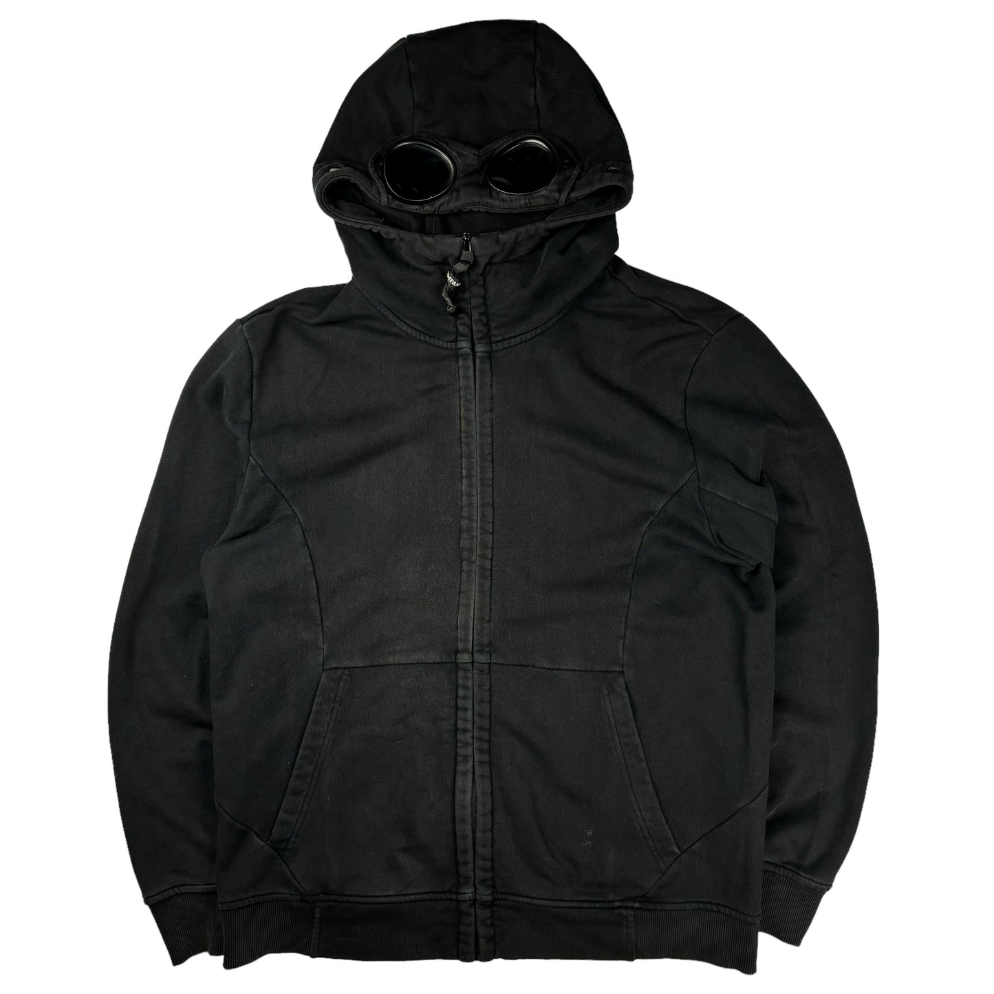 CP company black zip up goggle hoodie