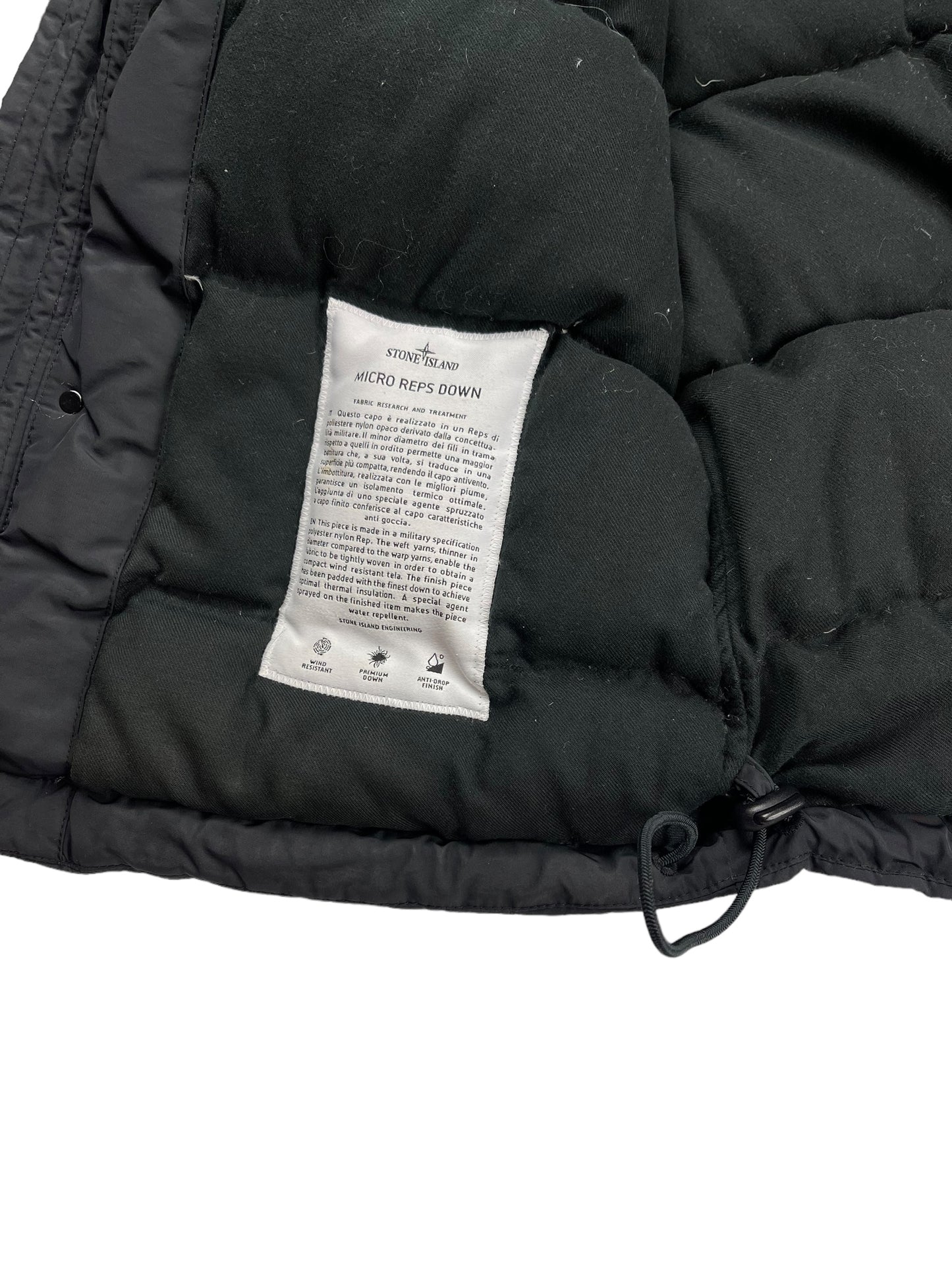 Stone island black micro reps down jacket