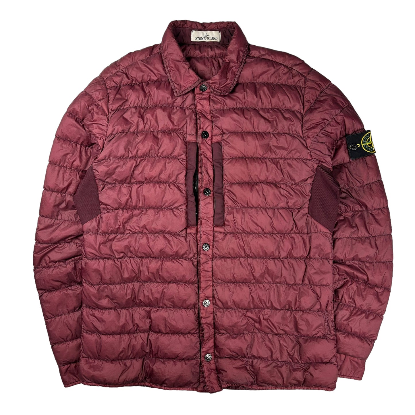 Stone island garment dyed down puffer overshirt jacket