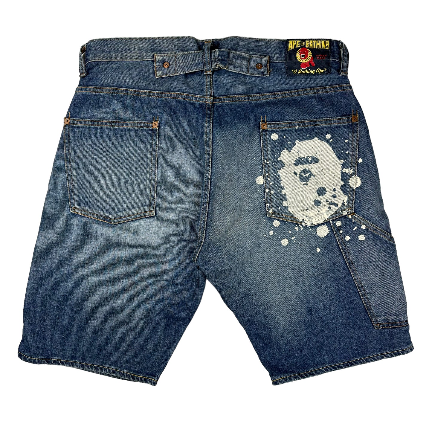 Bape ape head denim shorts