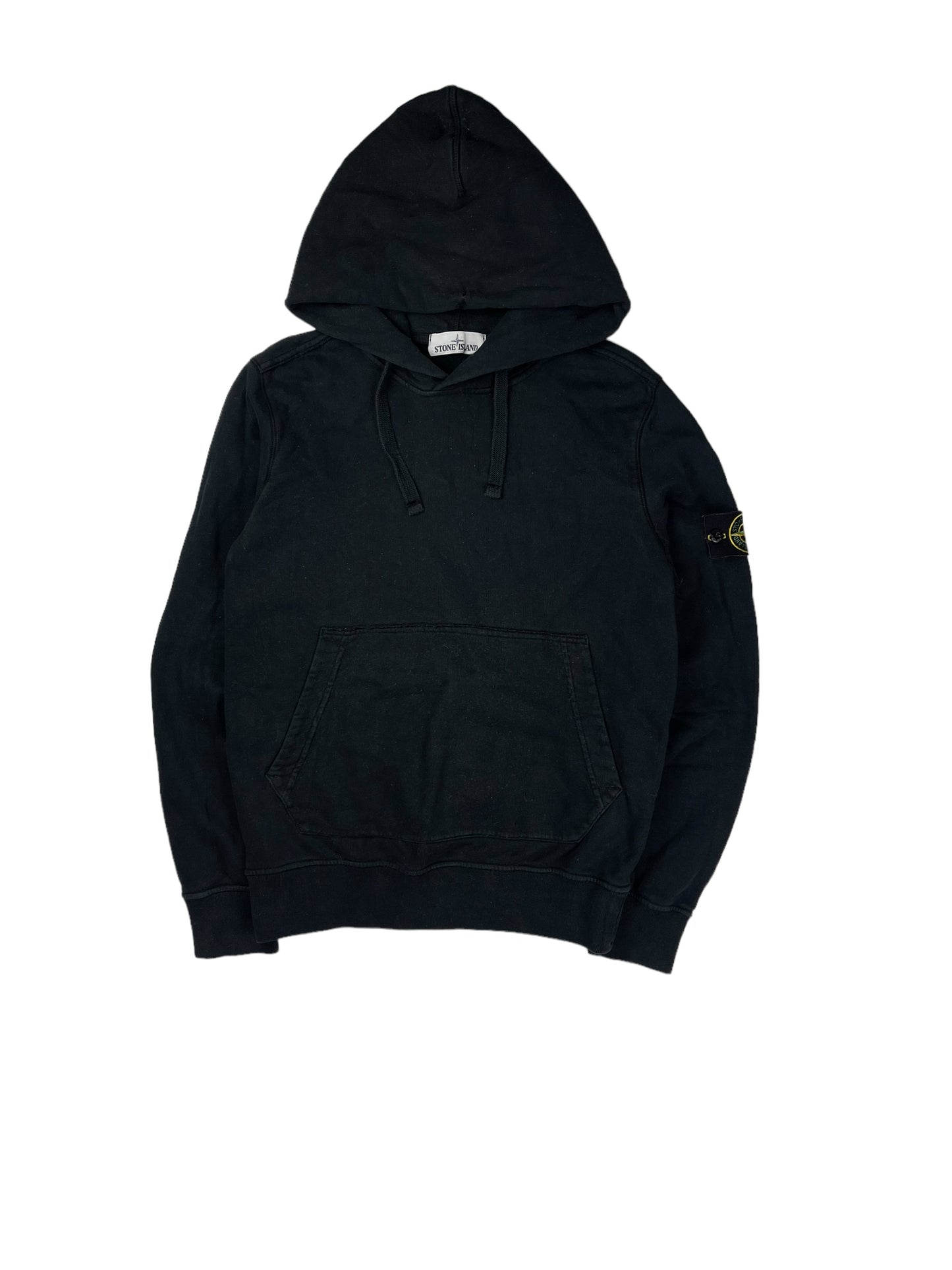 Stone island black thick pullover hoodie