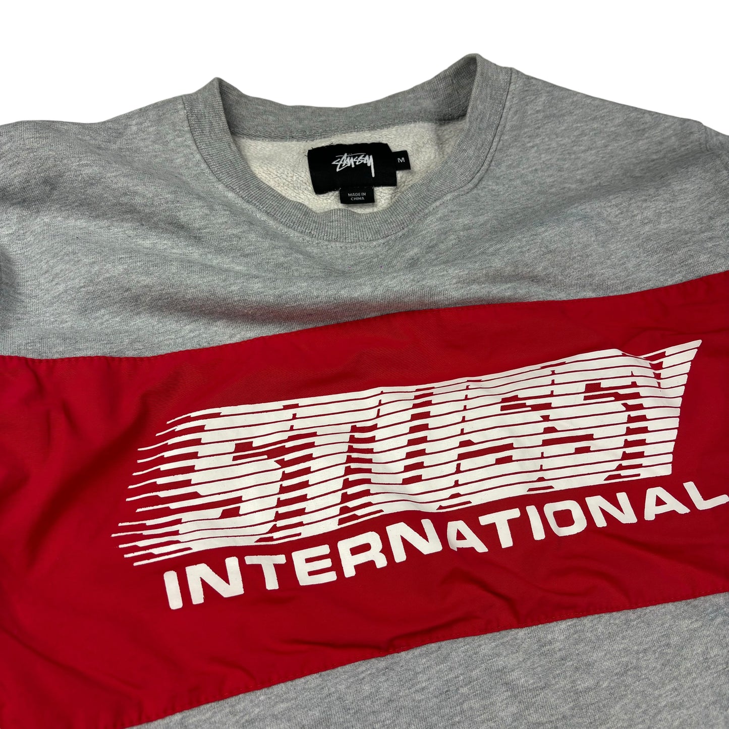 Stussy grey spellout pullover sweatshirt