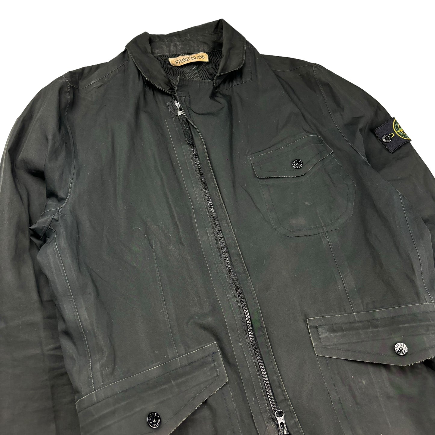 Stone island water repellent supima cotton black jacket