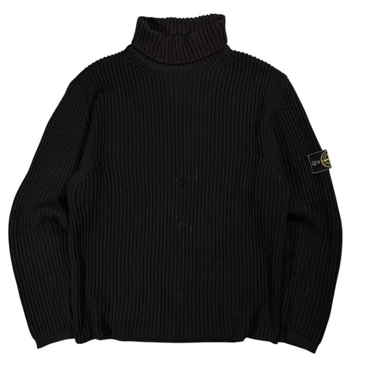 Stone island navy AW 2002 heavyweight wool mock neck sweatshirt (XL)