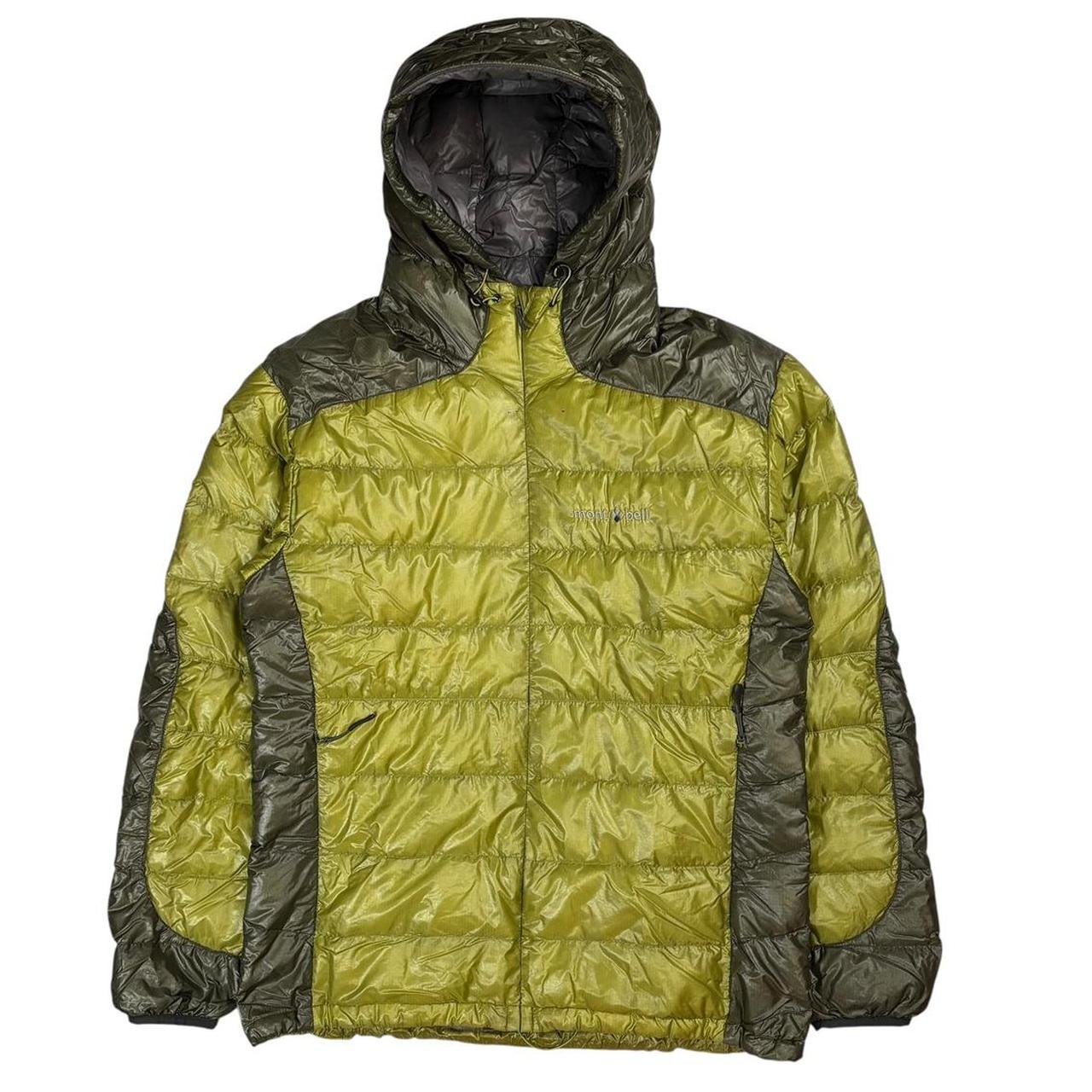Montbell two tone green down puffer jacket (M)