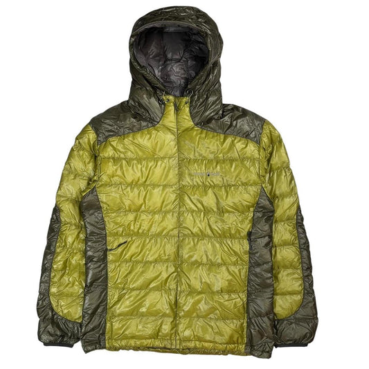 Montbell two tone green down puffer jacket (M)