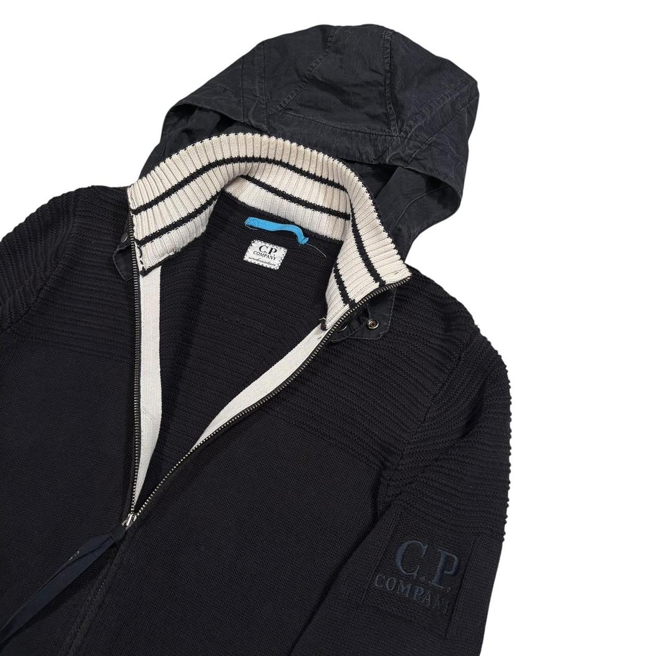 CP Company SS 2009 heavyweight wool knit zip up hoodie with nylon hood (S)