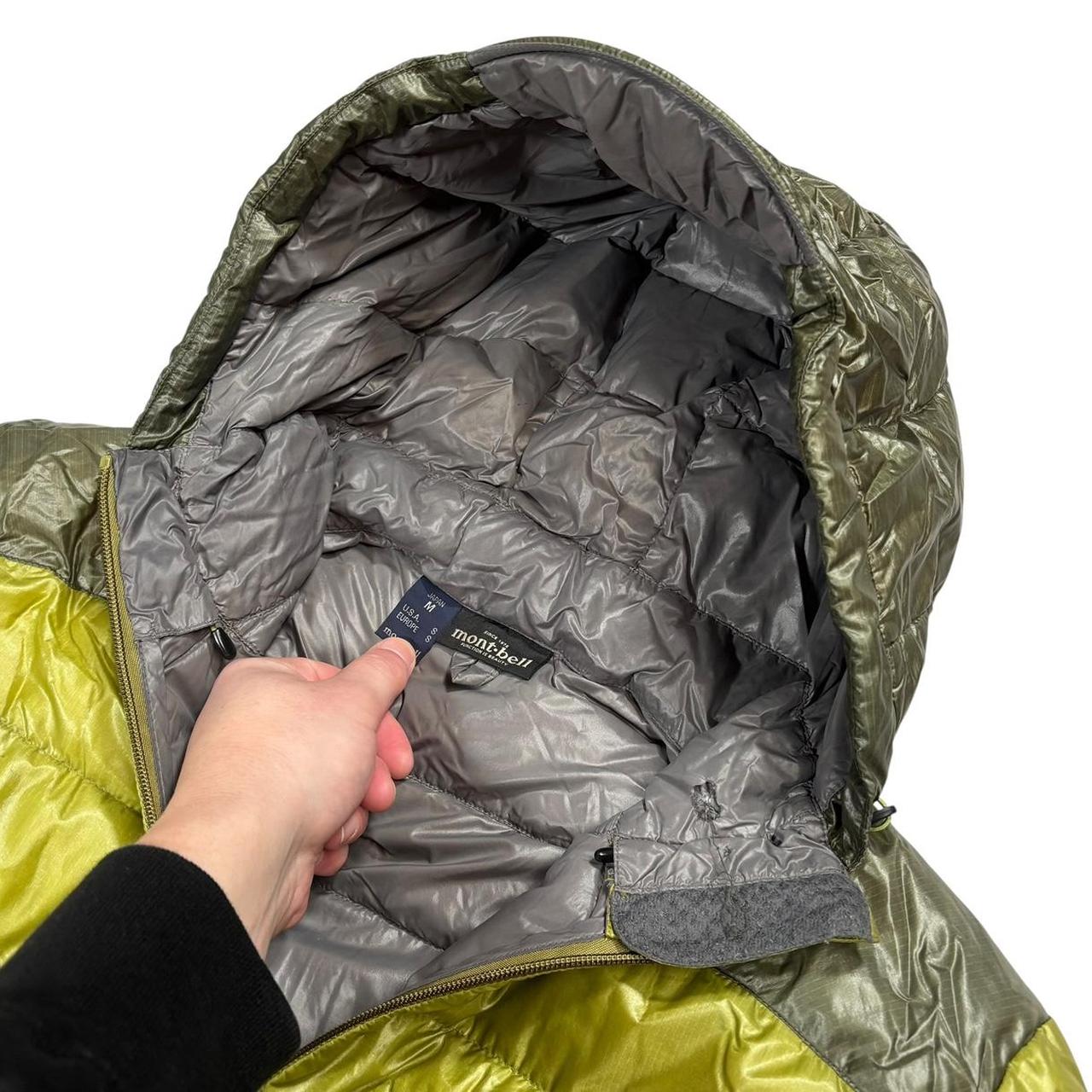 Montbell two tone green down puffer jacket (M)