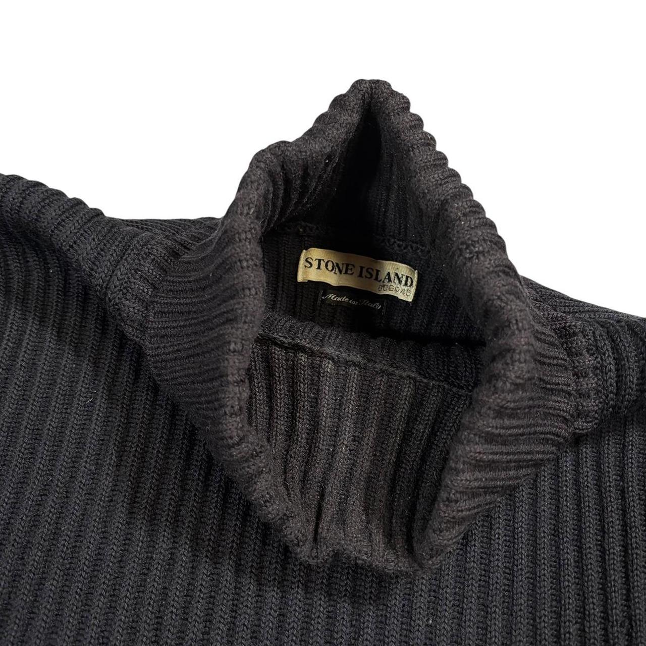 Stone island navy AW 2002 heavyweight wool mock neck sweatshirt (XL)