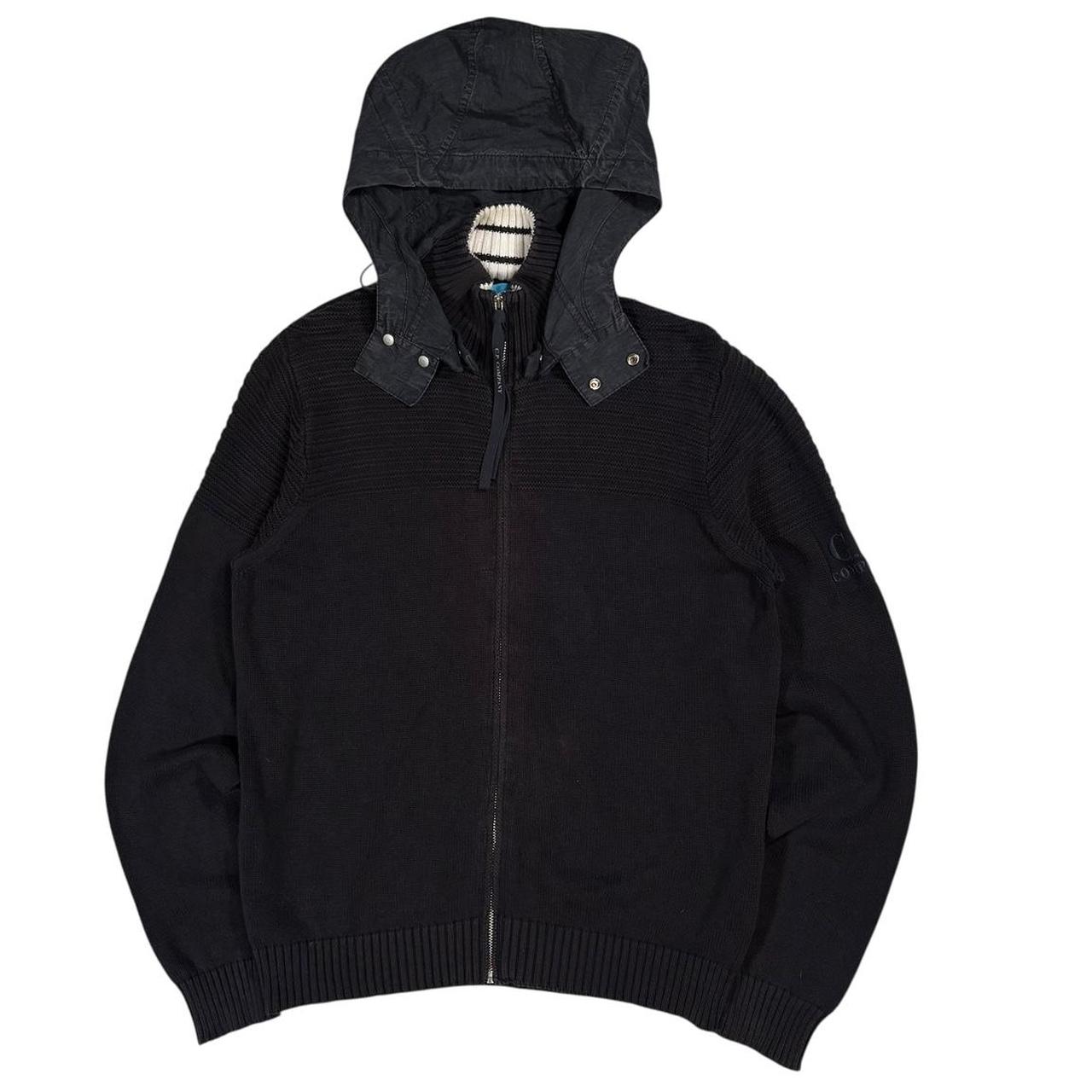 CP Company SS 2009 heavyweight wool knit zip up hoodie with nylon hood (S)