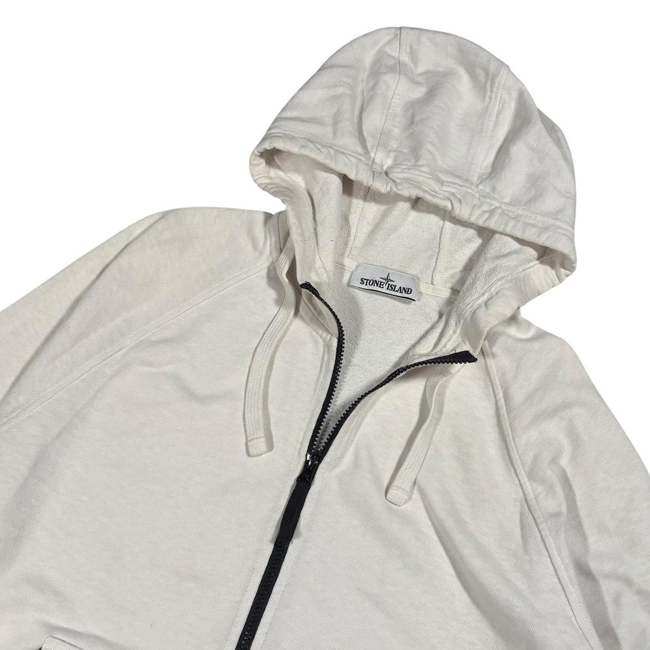Stone island white zip up hoodie (XXL)