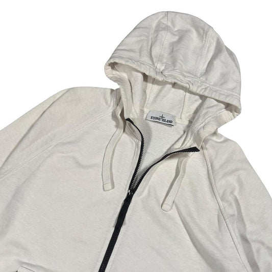 Stone island white zip up hoodie (XXL)
