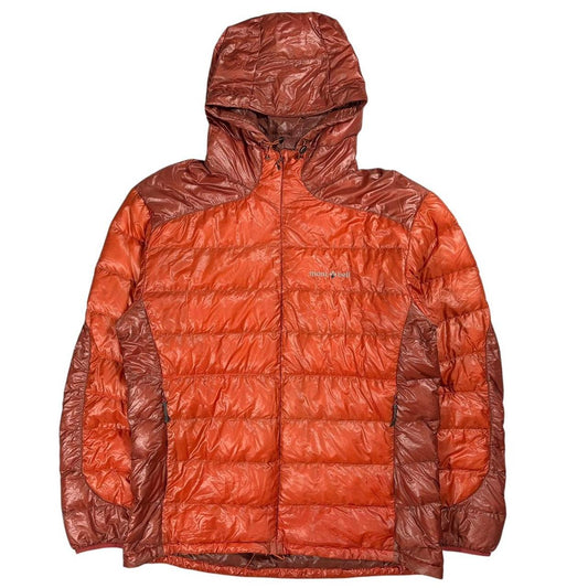 Montbell two tone red down puffer jacket (L)