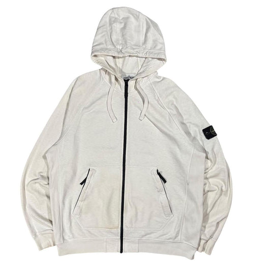 Stone island white zip up hoodie (XXL)