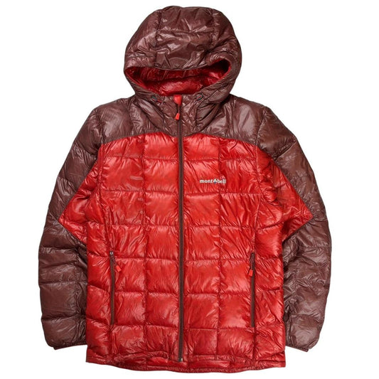 Montbell two tone red superior down puffer jacket (S)