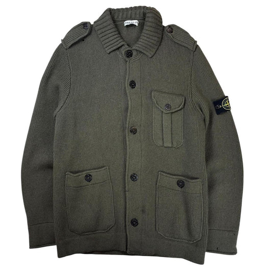 Stone island wool chunky knit heavyweight multipocket cardigan (XXXL)