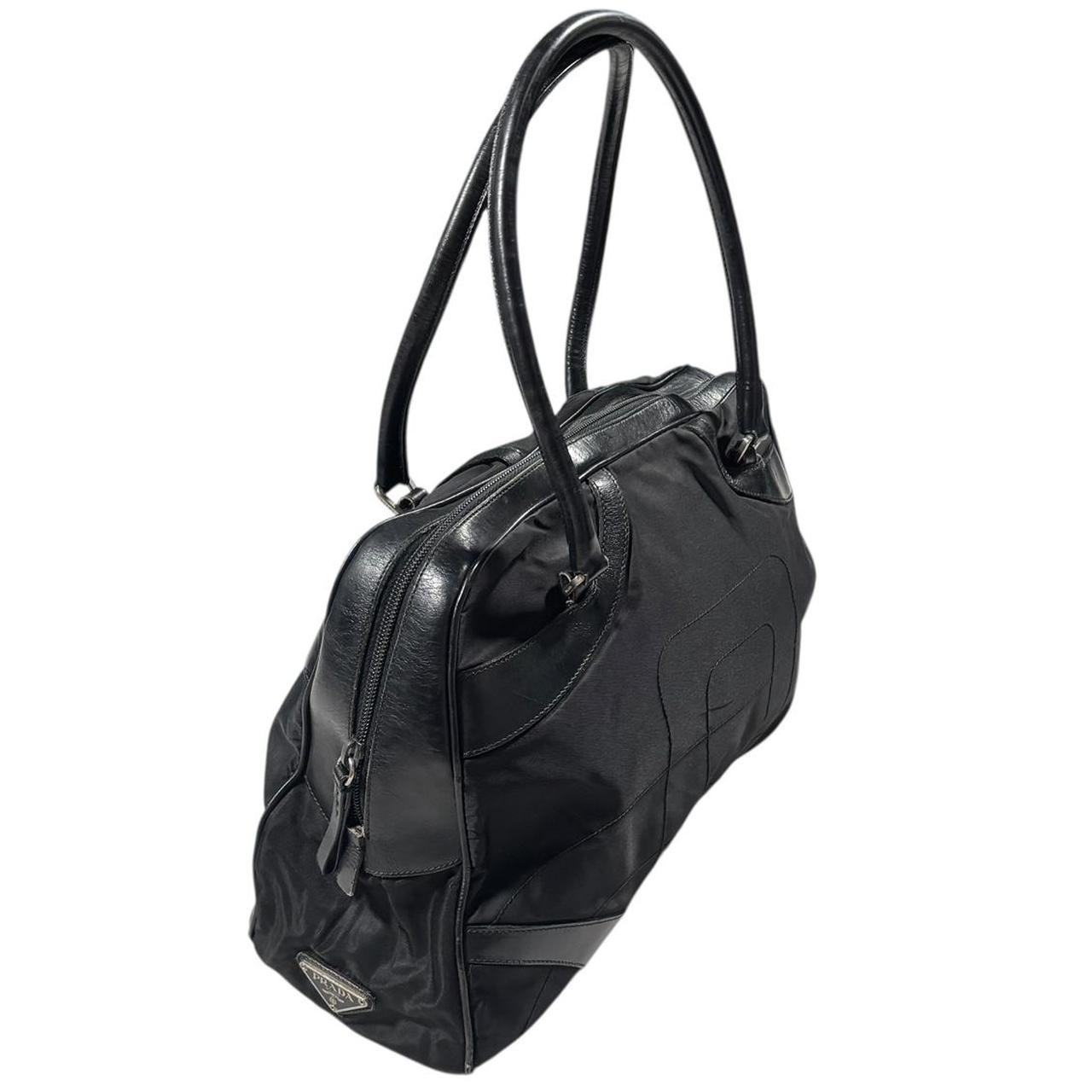 Prada tessuto black bowler shoulder bag