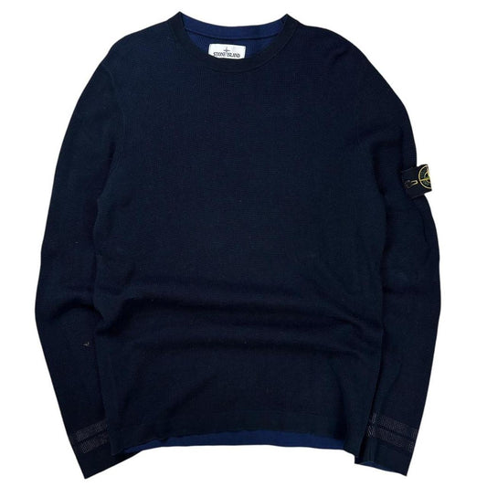 Stone island two tone blue waffle knit sweatshirt (L)