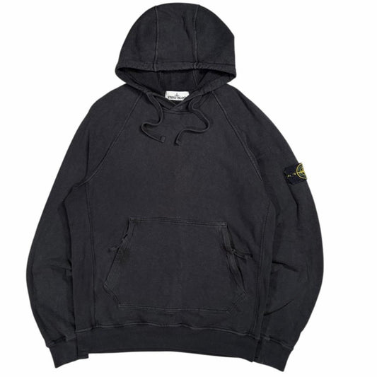 Stone island black pullover hoodie (M)